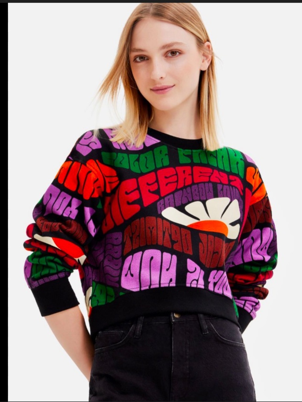 Desigual Save Nature cropped sweater size M